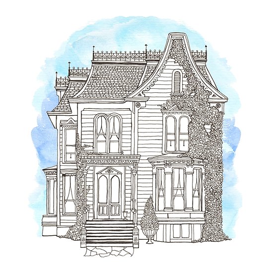 550x550 Victorian House Posters - Victorian House Line Drawing