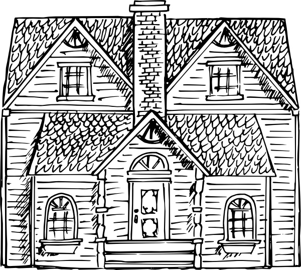 600x538 Victorian House Clip Art Free Vector In Open Office Drawing - Victorian House Line Drawing