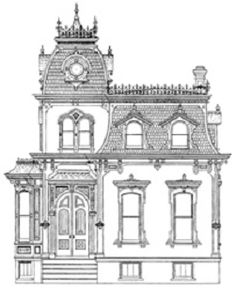 236x289 Drawn Building Victorian - Victorian House Line Drawing