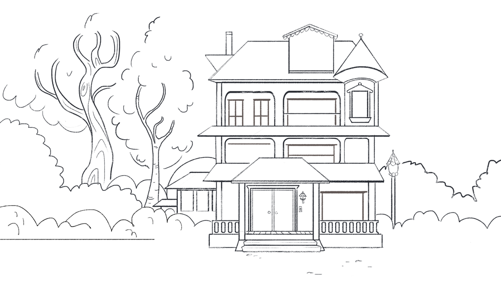 1000x563 Dribbble - Victorian House Line Drawing