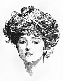 220x285 Gibson Girl - Victorian Lady Drawing