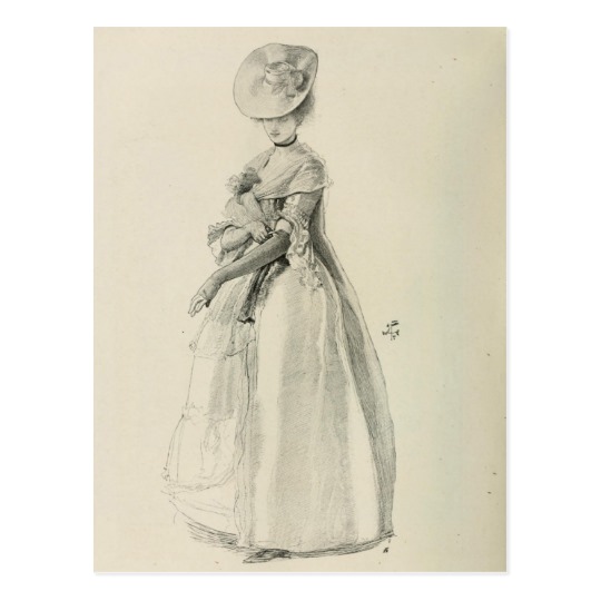 540x540 Victorian Lady Fashion Postcard - Victorian Lady Drawing
