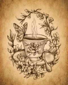 240x299 Steampunk Tea - Victorian Teacup Drawing