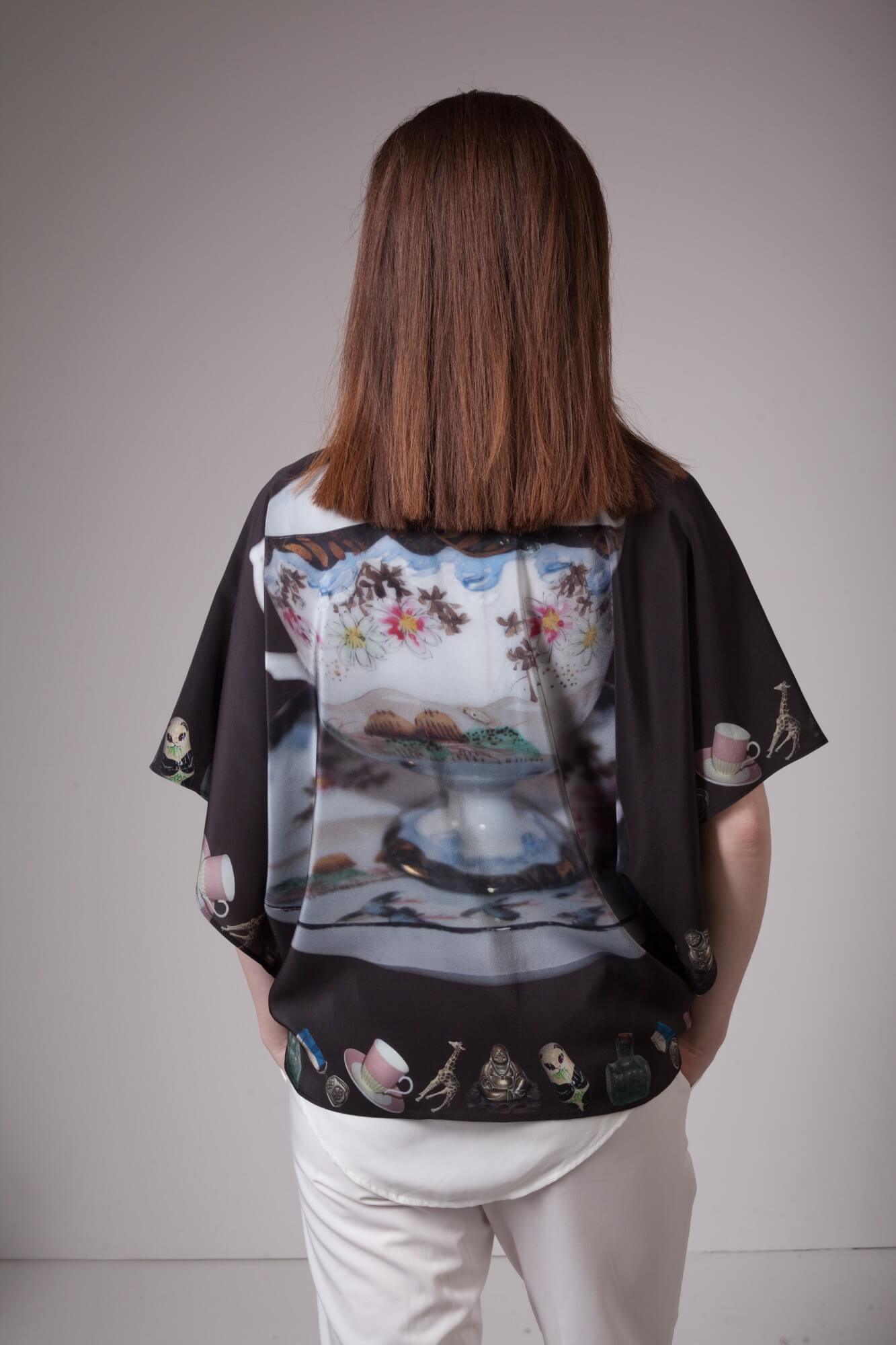 1333x2000 Victorian Teacup Silk Kimono Printed Jenny Collicott - Victorian Teacup Drawing