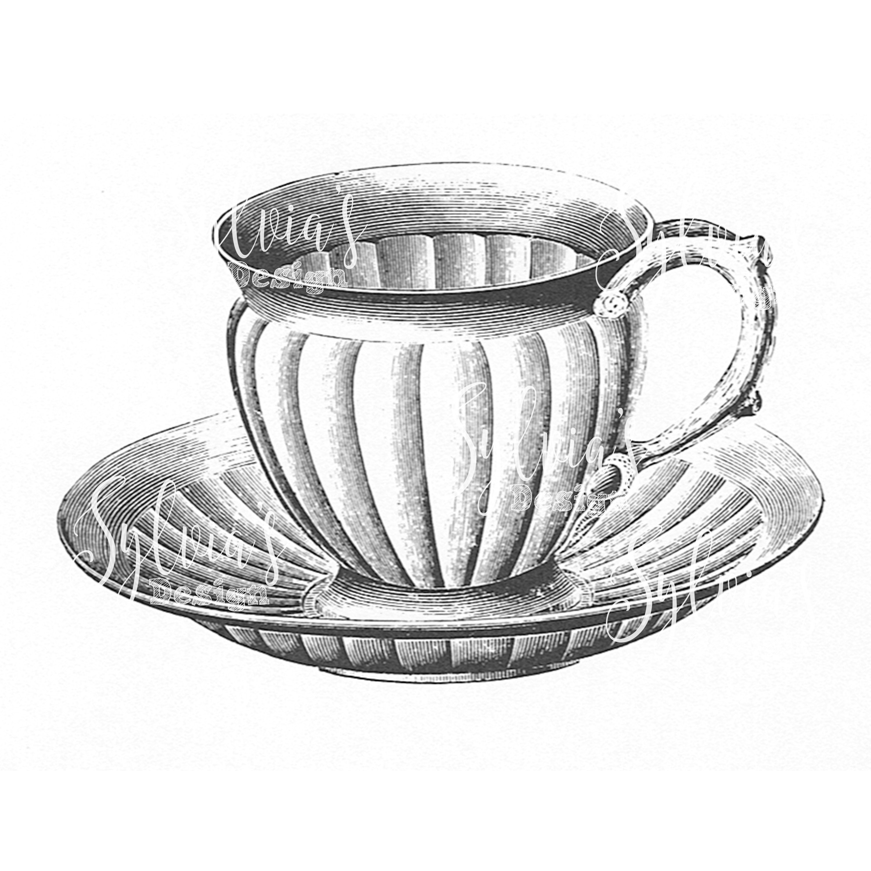 3000x3000 Victorian Teacup Instant Digital Download Etsy - Victorian Teacup Drawing