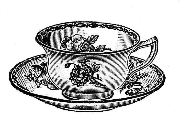 736x482 Vintage Tea Cup Clipart - Victorian Teacup Drawing