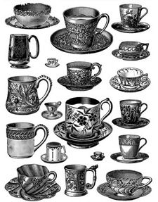 225x287 Broken Teacup Drawings - Victorian Teacup Drawing