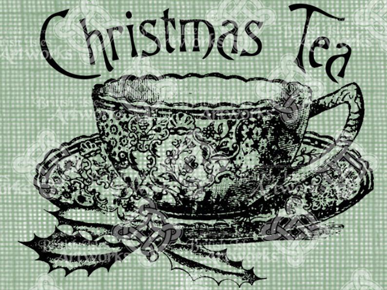 794x596 Digital Download Christmas Tea Antique Illustration Vintage Etsy - Victorian Teacup Drawing