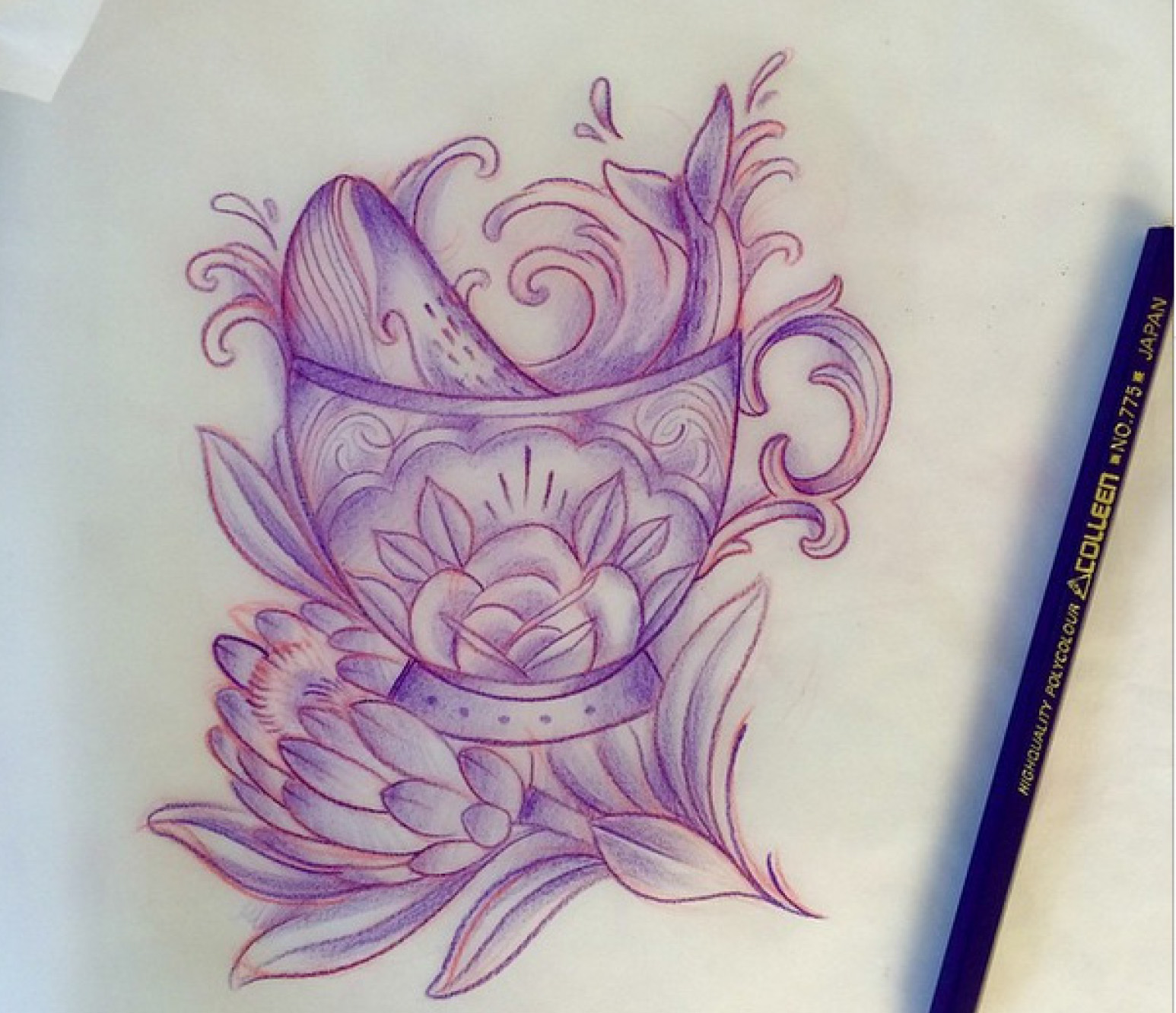 1546x1332 Drawn Tea Cup Tattoo - Victorian Teacup Drawing