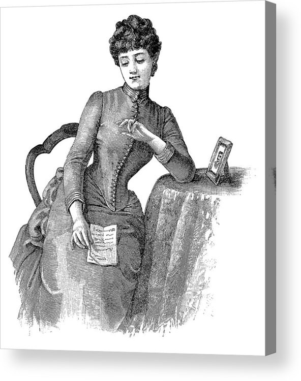 592x750 Victorian Woman With Letter Acrylic Print - Victorian Woman Drawing