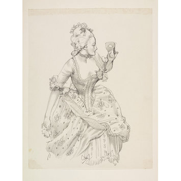 355x355 Woman In Eighteenth Century Dress And Masque Addey, Wilfred R - Victorian Woman Drawing