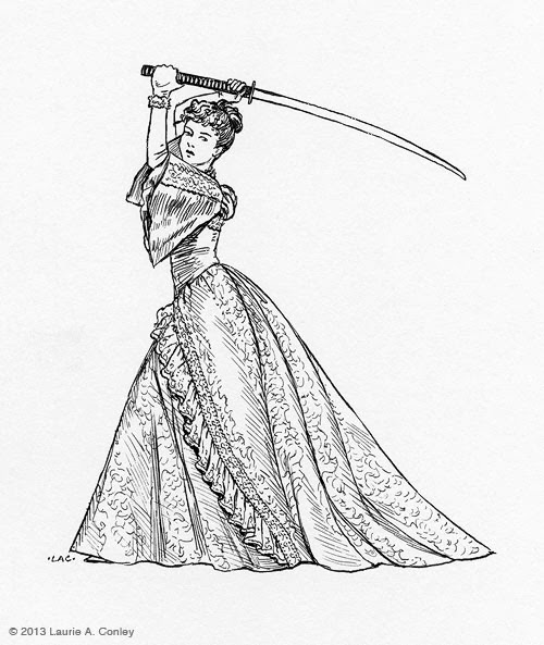 500x593 Busy Drawing Illustration Blog Warrior Victorian Evening - Victorian Woman Drawing