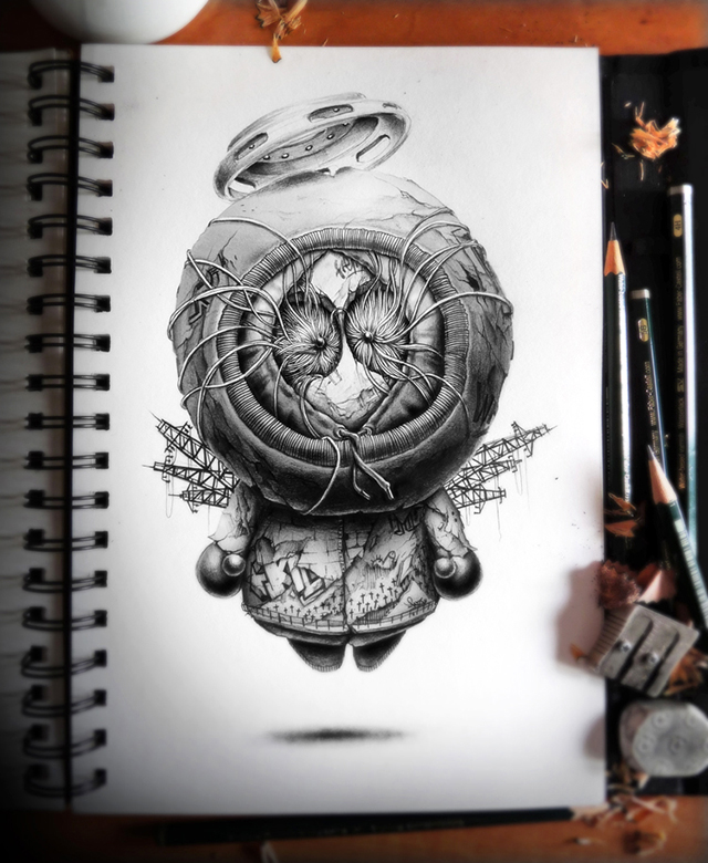 640x780 distroy, creepy graphite drawings of popular cartoon video game - Video Game Drawings
