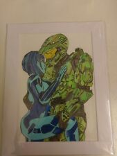 169x225 master chief cortana, halo video game original art drawing - Video Game Drawings