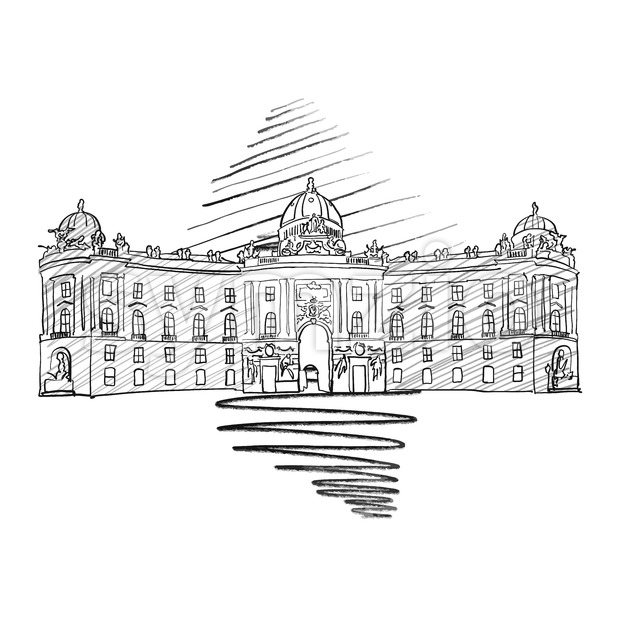 620x620 vienna hofburg famous european architecture drawing vector - Vienna Drawing