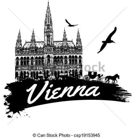 450x470 vienna poster vienna in vitage style poster, vector illustration - Vienna Drawing