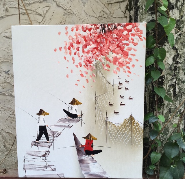 640x620 n hand pained vietnam art on canvas for ornament a drawing - Vietnam Drawing