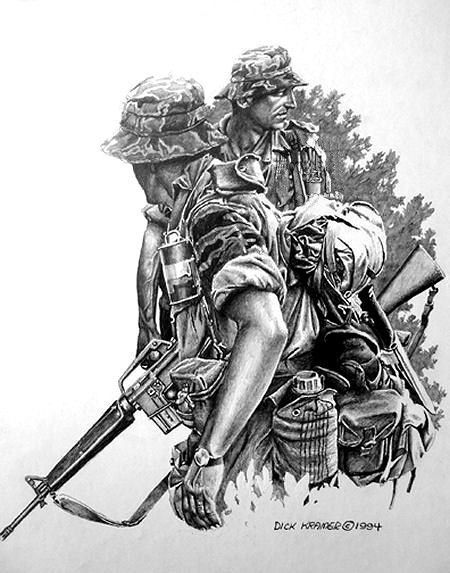 450x573 tactical military art, military tattoos - Vietnam Soldier Drawing