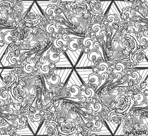 500x459 Element Air Decorative Vignette With Curly Clouds And Rose Flower - Vignette Drawing