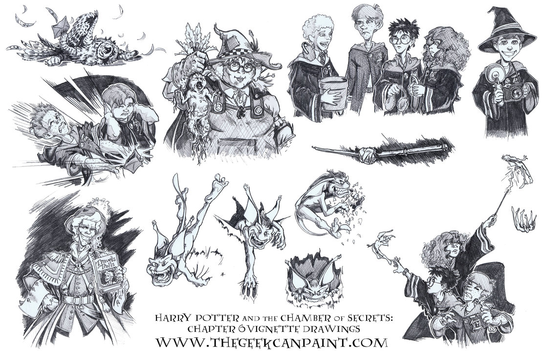 1111x719 harry potter book chapter vignette drawings - Vignette Drawing