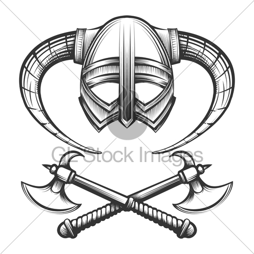 500x500 viking helmet with axes gl stock images - Viking Axe Drawing