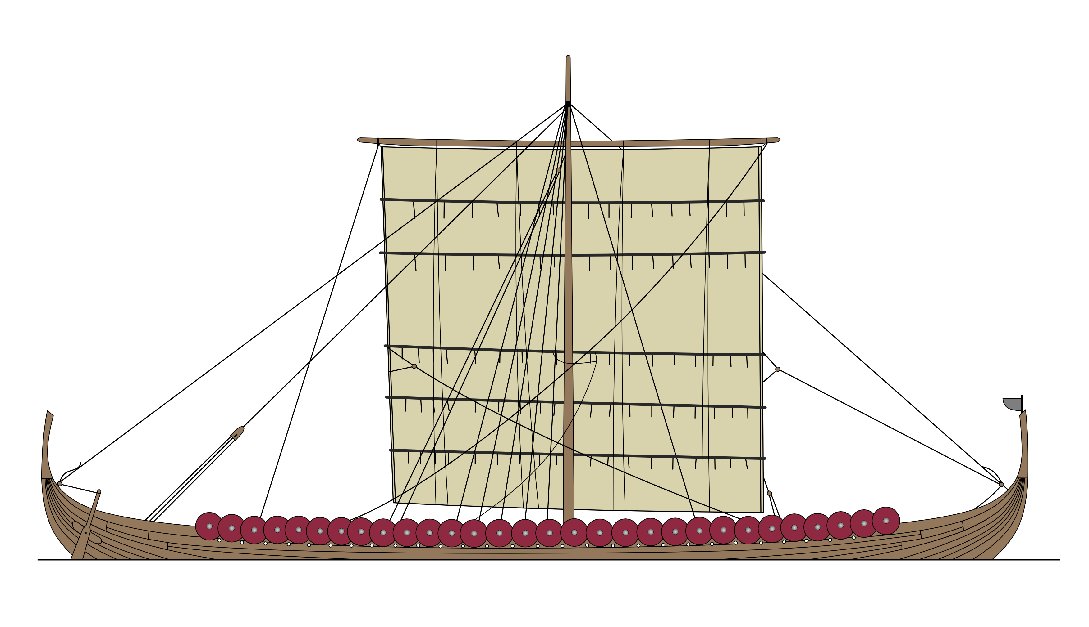 3505x2021 Longship - Viking Boat Drawing