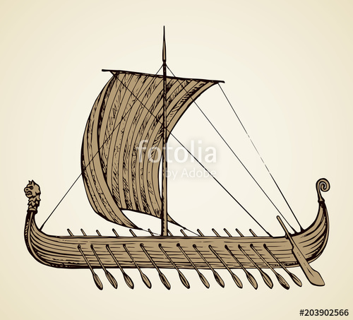 Viking Boat Drawing at PaintingValley.com | Explore collection of ...