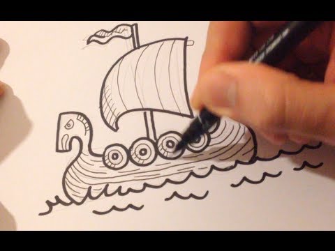480x360 drawing a cartoon viking boat - Viking Boat Drawing