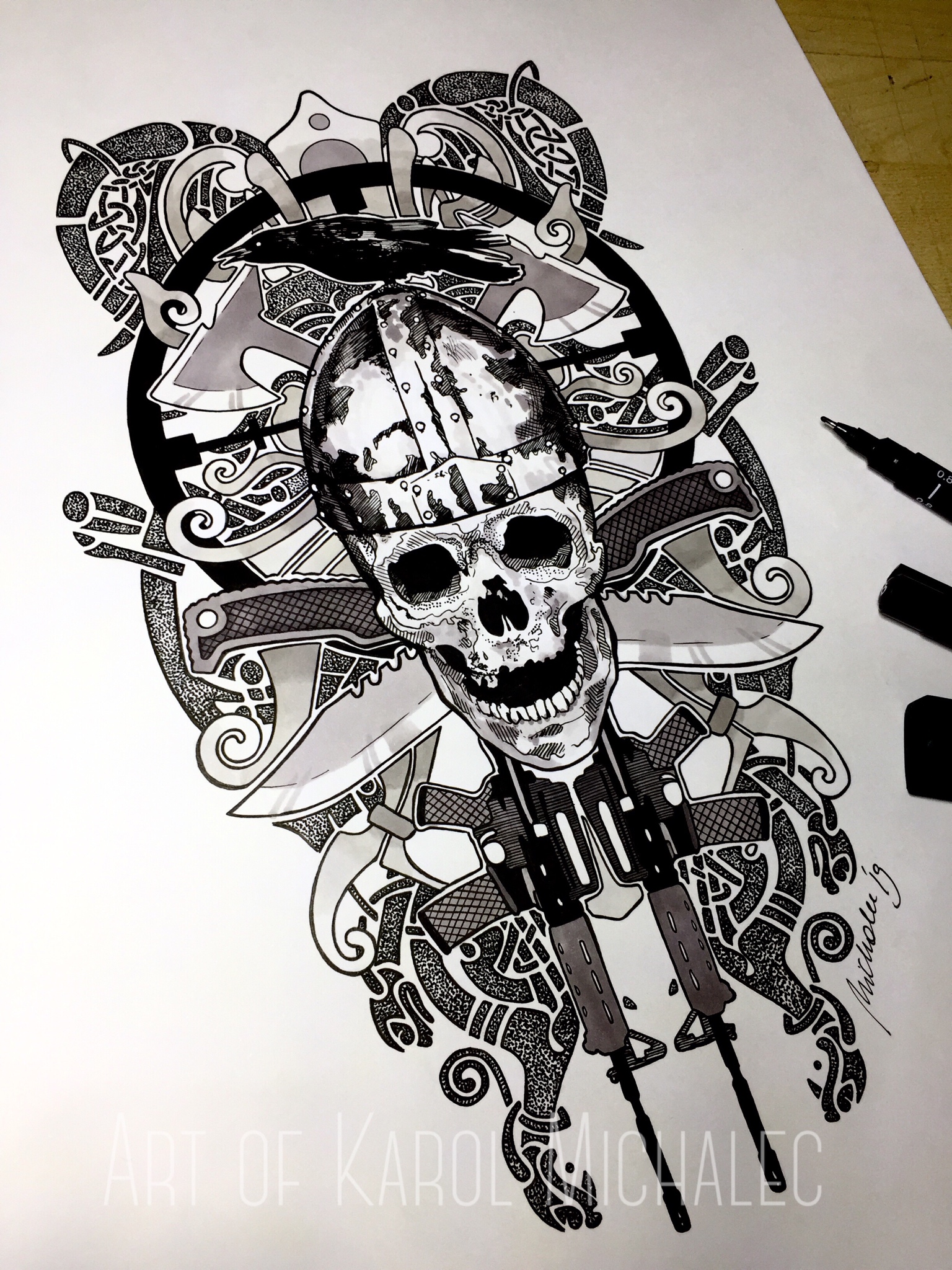 1536x2048 Modern Viking Ink Drawing - Viking Drawings