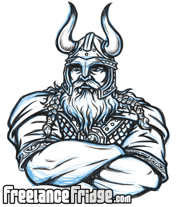 600x702 Viking With Arms Crossed Freelance Fridge Illustration - Viking Drawings