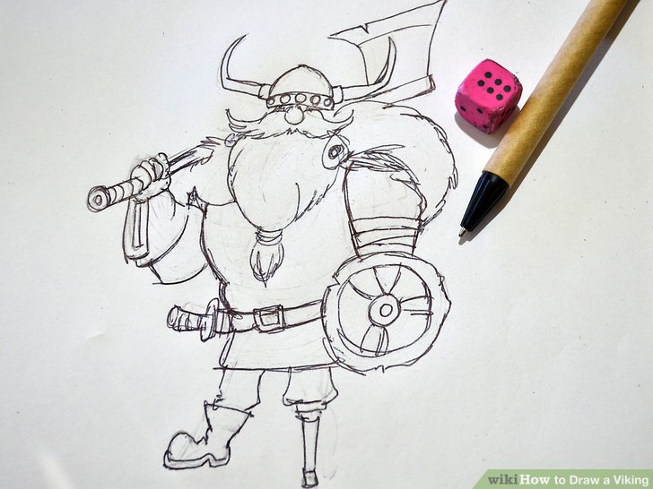 728x546 How To Draw A Viking Steps - Viking Face Drawing