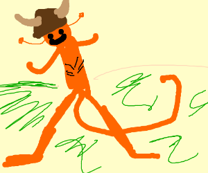 300x250 Small Orange Alien W A Tail And A Viking Hat - Viking Hat Drawing