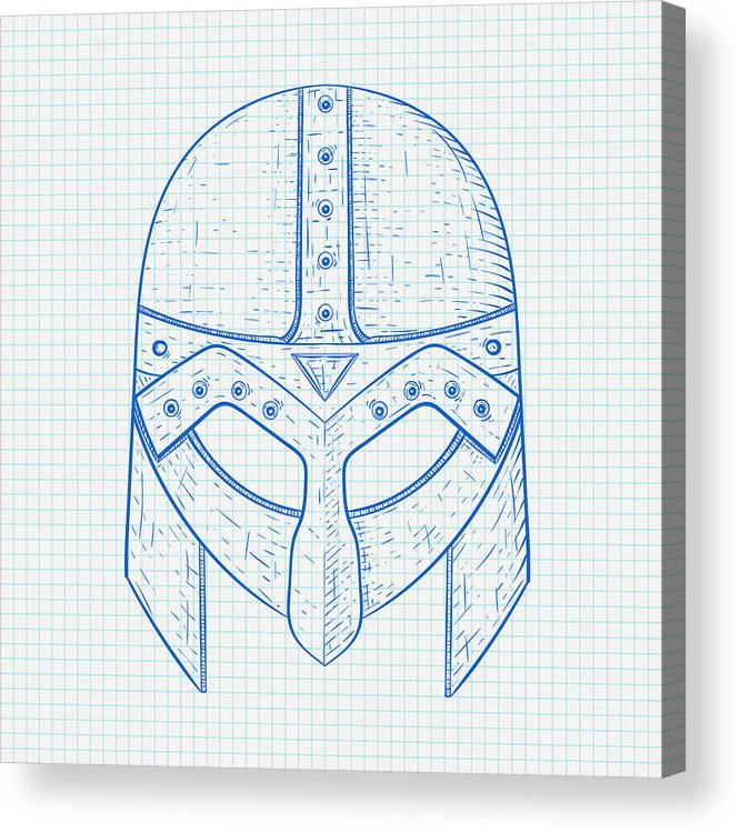 666x750 viking helmet hand drawn sketch on lined paper background acrylic - Viking Helmet Drawing