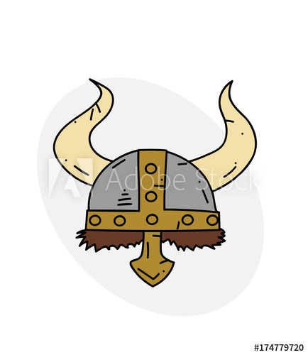 434x500 viking helmet cartoon hand drawn image original colorful artwork - Viking Helmet Drawing