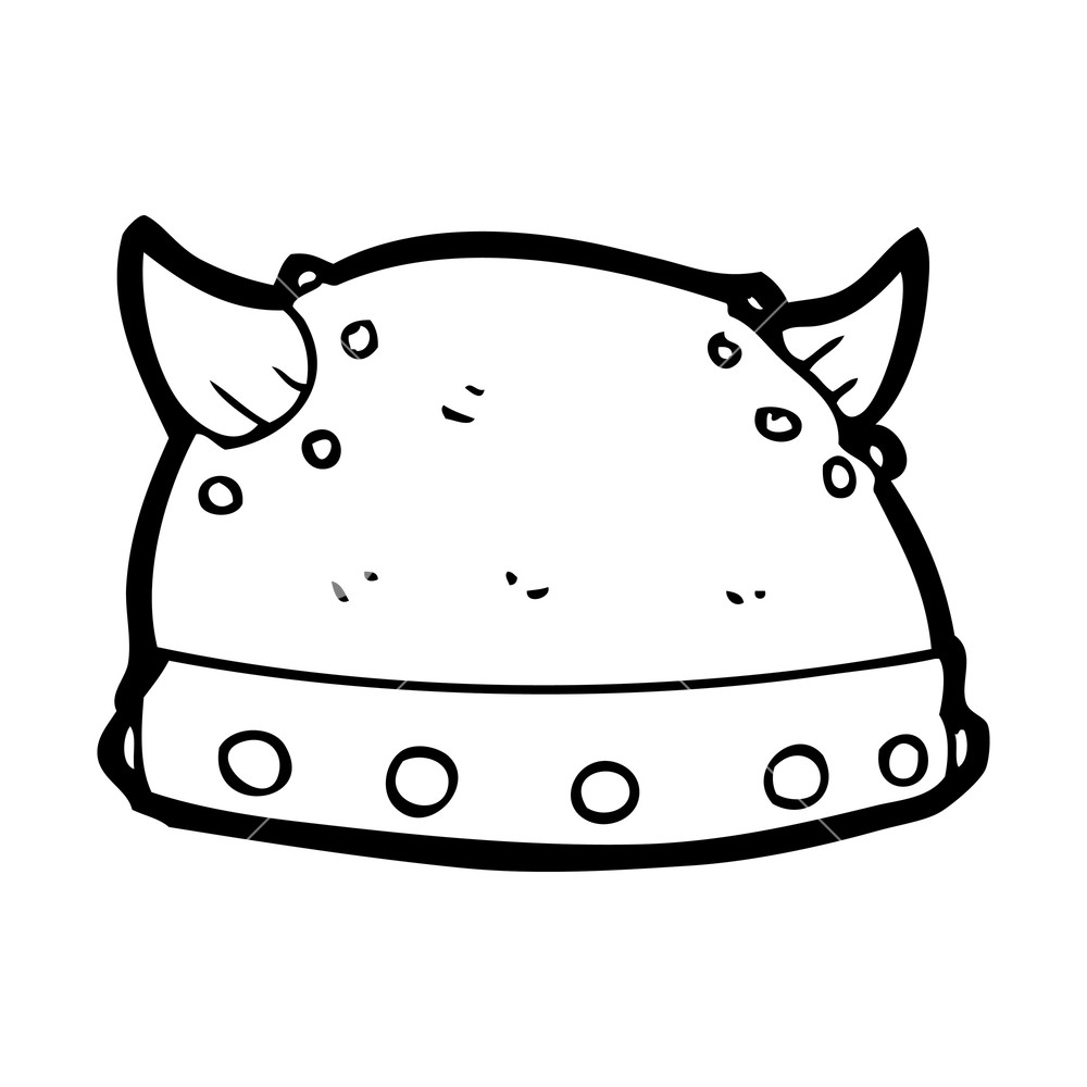 1000x1000 freehand drawn black and white cartoon viking helmet royalty free - Viking Helmet Drawing