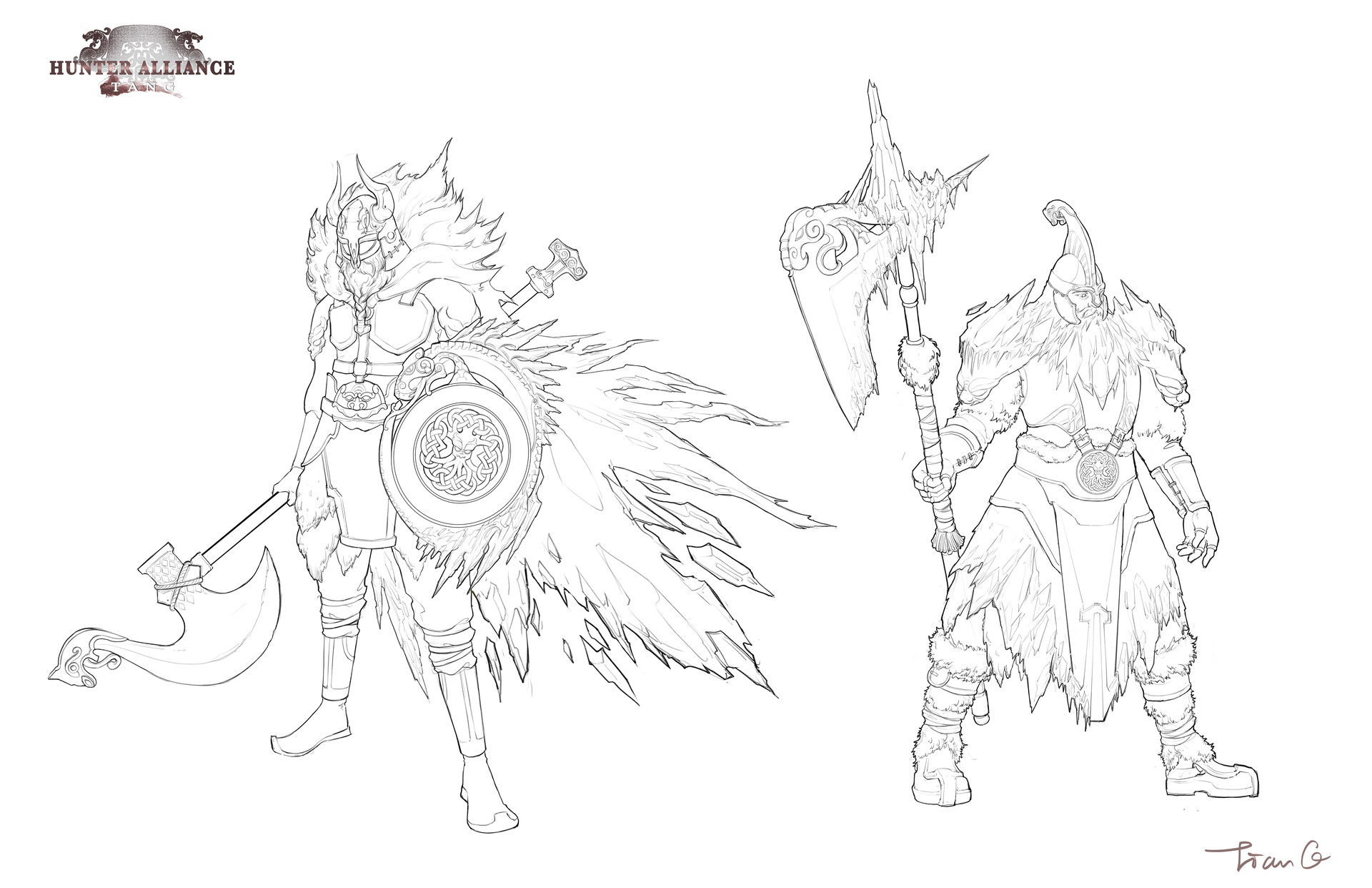 1920x1242 Artstation - Viking Line Drawing