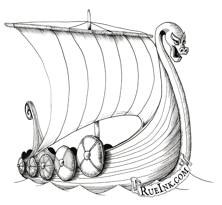 Viking Boat Sketch at PaintingValley.com | Explore collection of Viking ...