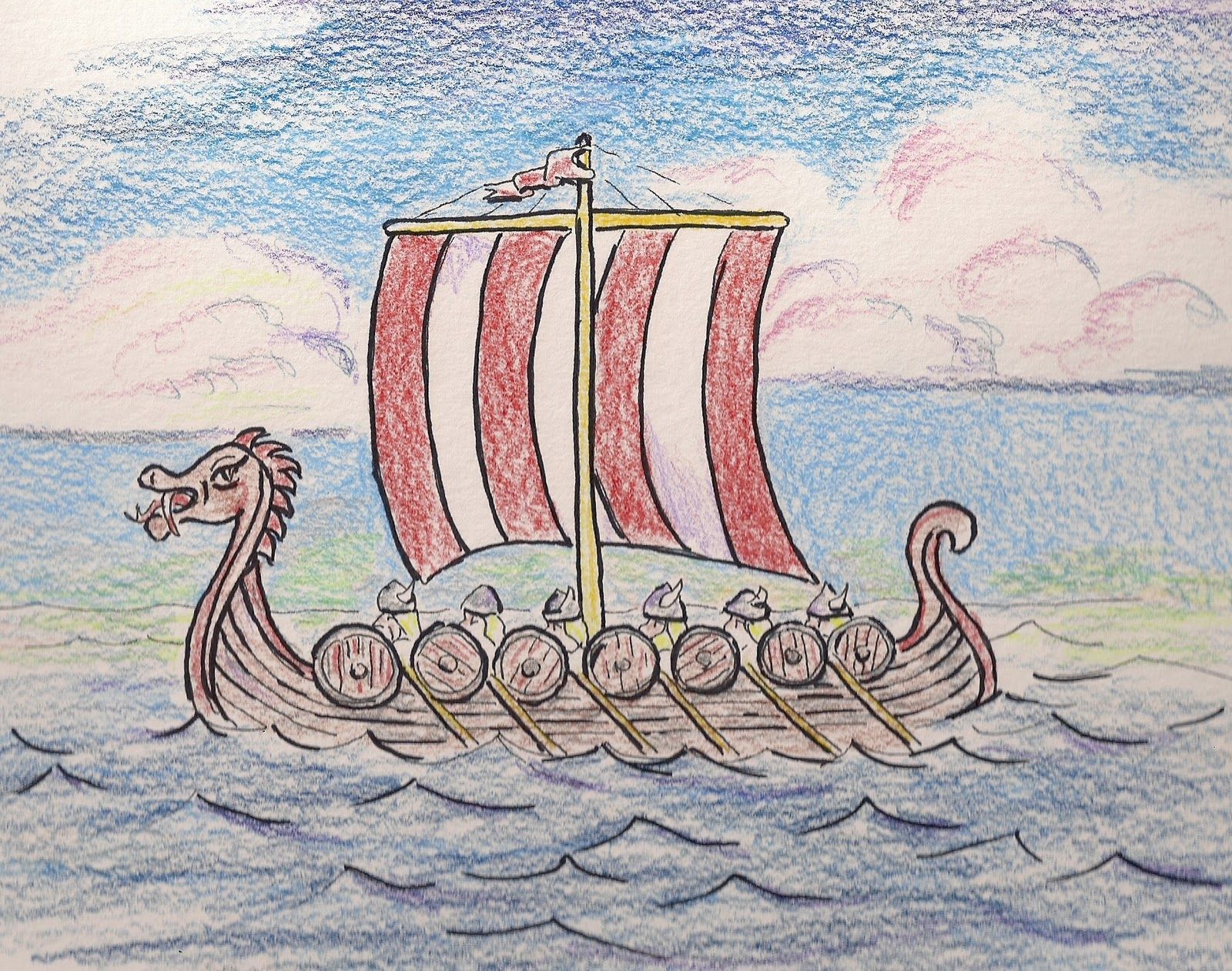 1600x1261 How To Draw A Viking Ship Art For Early Act First Knight - Viking Longboat Drawing
