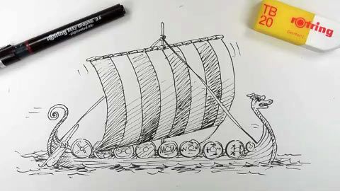 480x270 how to draw viking long ship callig inspiration drawings, boat - Viking Longship Drawing