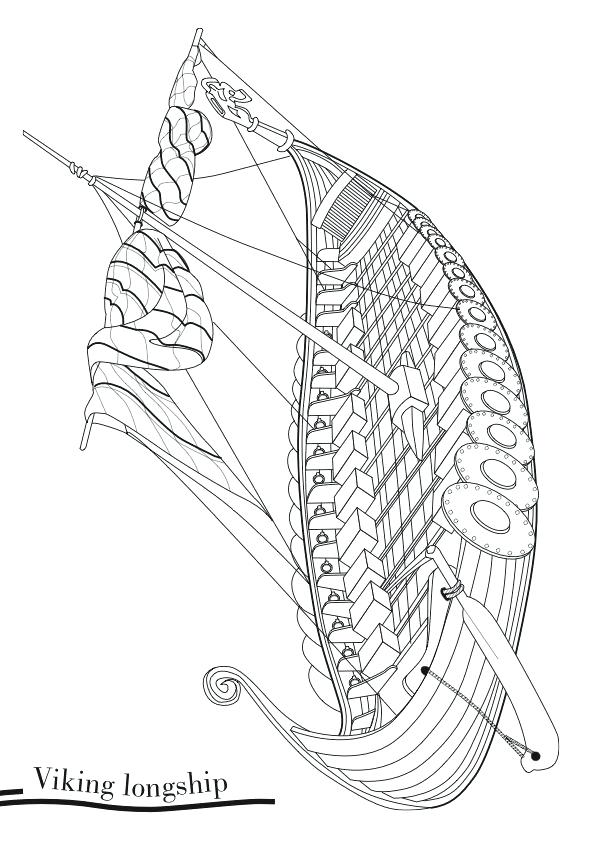 595x842 viking longship template - Viking Longship Drawing