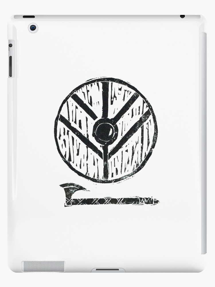 750x1000 Viking Shield Axe Lino Ipad Cases Skins - Viking Shield Drawing