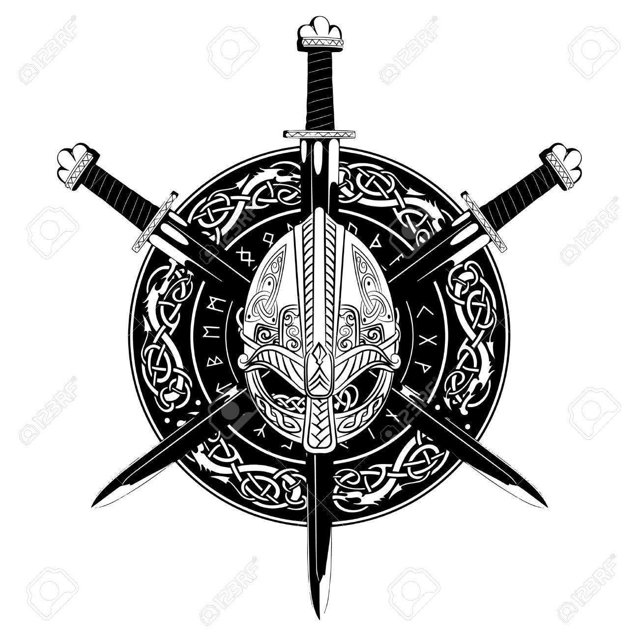 1300x1300 Viking Drawing Sword For Free Download - Viking Shield Drawing