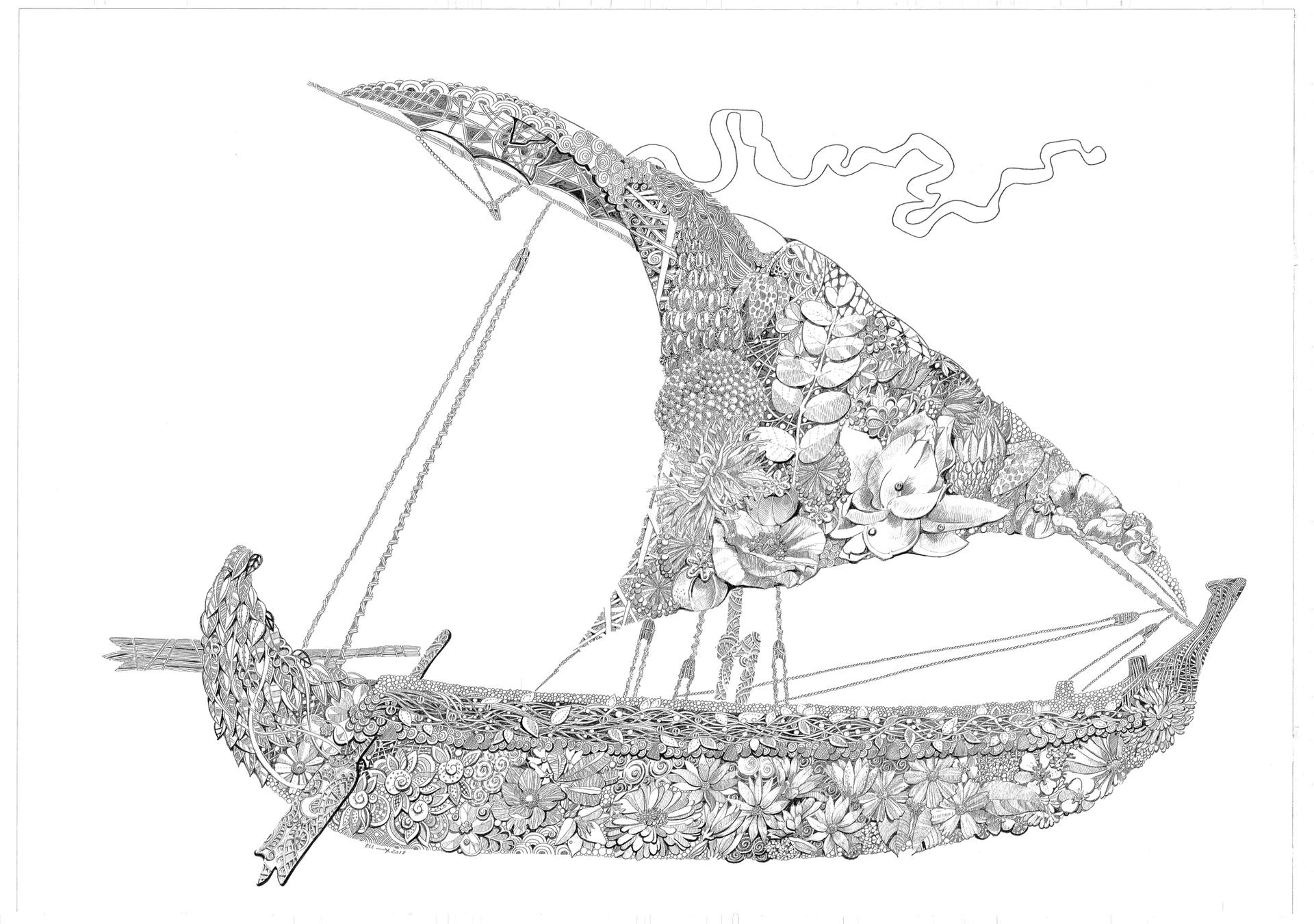 1920x1350 Sailing Ship Drawing - Viking Ship Drawing