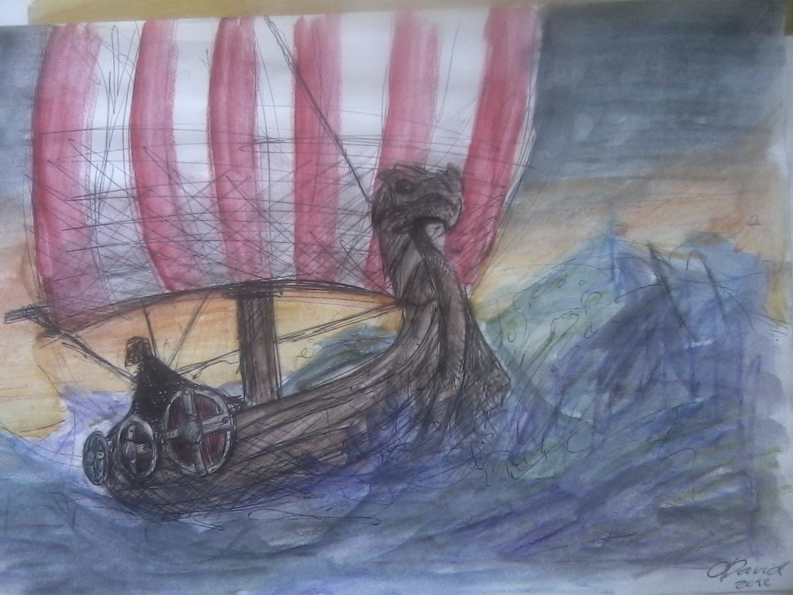1600x1200 viking longship art pencil line pictures and ideas on weric - Viking Ship Drawing