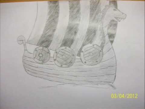 480x360 drawing a vikings ship in pencil step - Viking Ship Drawing