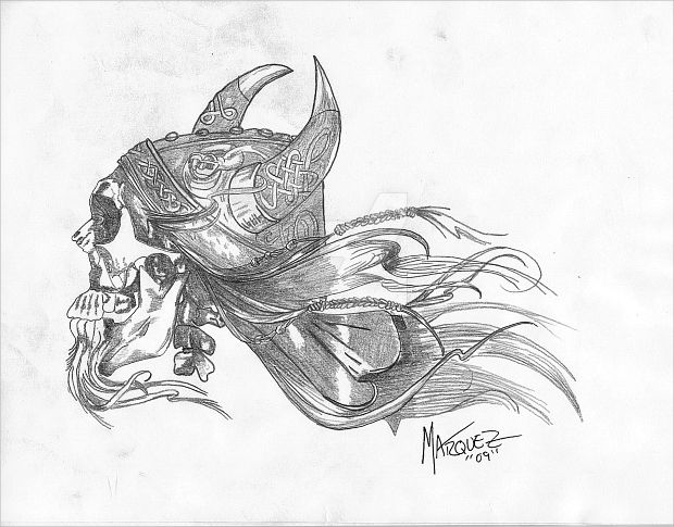 Viking Skull Drawing