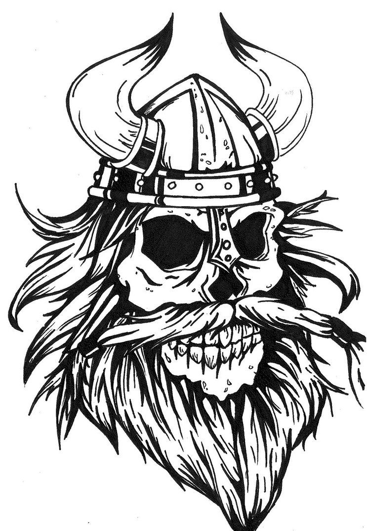 743x1076 viking viking skull tattoo design - Viking Skull Drawing