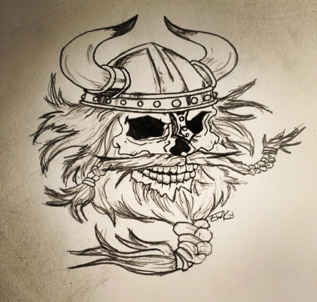 Viking Skull Drawing at PaintingValley.com | Explore collection of ...