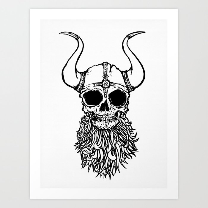 700x700 Viking Skull Art Print - Viking Skull Drawing