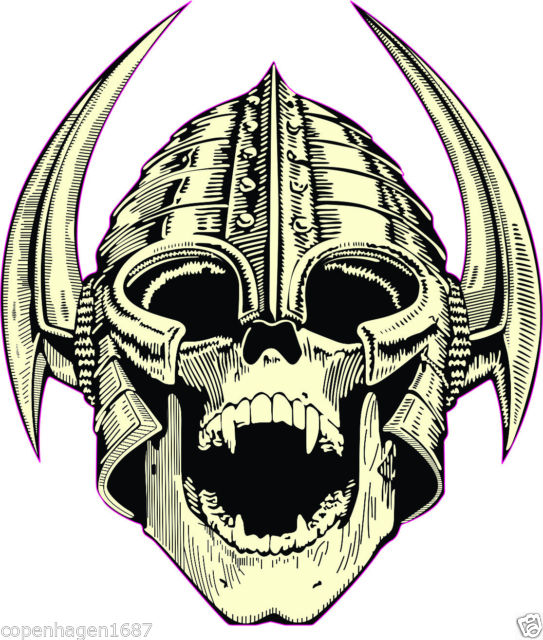 543x640 viking skull bumper sticker decal - Viking Skull Drawing